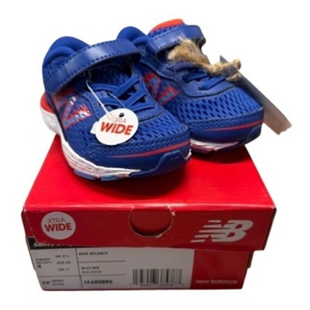 New Balance 680v6 Bungee Blue Red Extra Wide XW Infant Kids Shoes Size 4